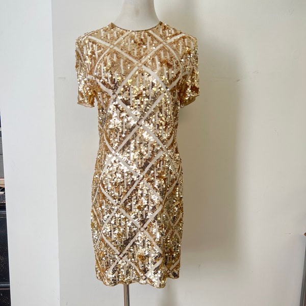 Shop Gold Sequin Dress Online - Etsy
