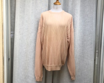 Vintage St. Croix Knits light blush pink silk and cotton blend pullover Crewneck sweater