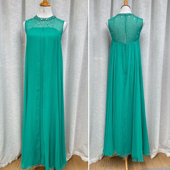 1960’s Empire royal evening maxi gown with Crysta… - image 1