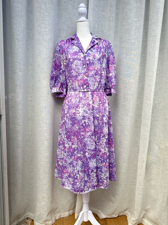 California Looks Abstract Purple Dress with 3/4 Sl