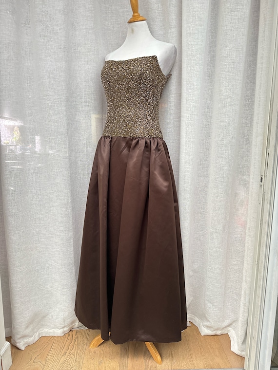 1980's chocolate brown Bob Mackie boutique strapl… - image 1