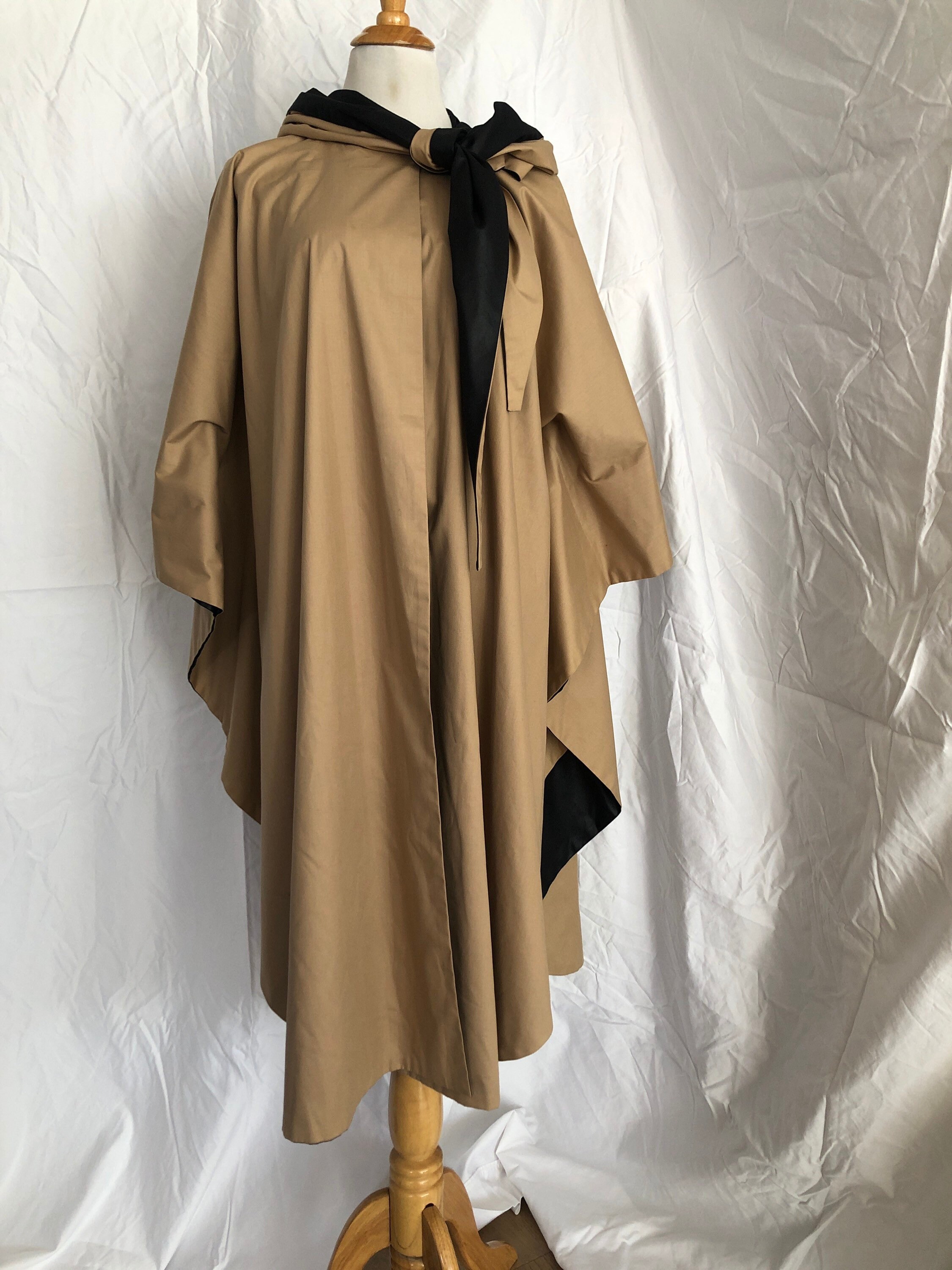 【即決値下可】80s Vintage Super Long Cape Coat. 80s Hooded Black Wool Cape | S-L - Lucky Vintage