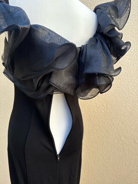 Lillie Rubin Black Ruffled Sweetheart Neckline Ev… - image 6