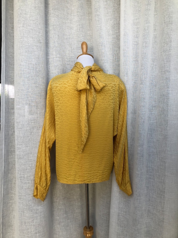 Mustard Yellow brocade silk blouse with bat wings sle… Gem