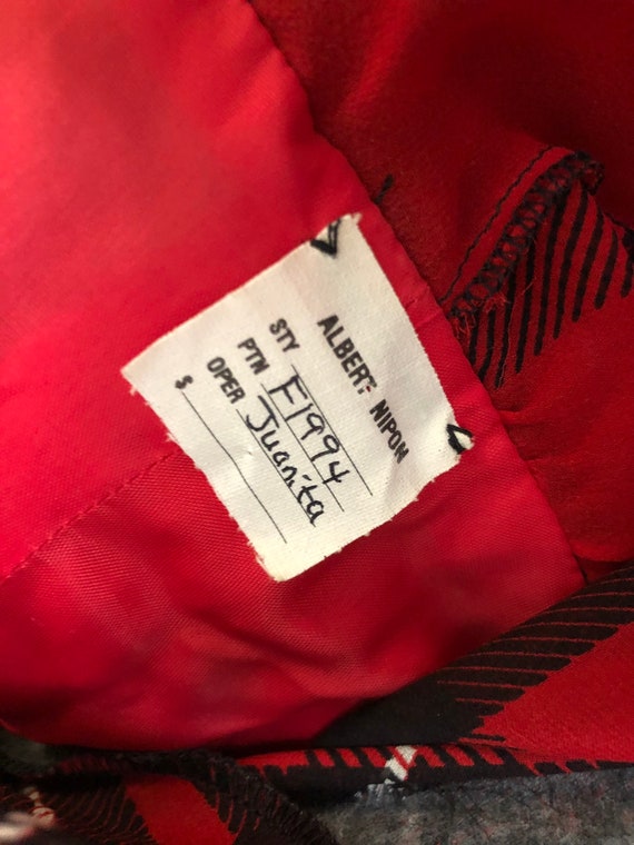 Albert Nipon sheer red and black plaid batwing ci… - image 5