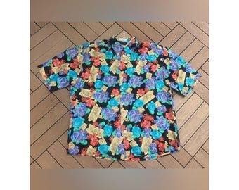 Vintage Leonard for Maus & Hoffman silk tropical short sleeve men shirt
