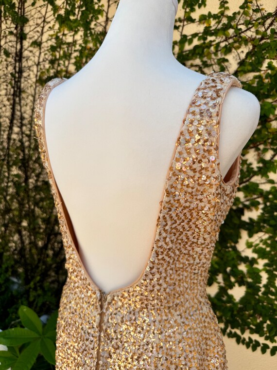 1990’s Gold Sequin Cocktail Dress - image 4