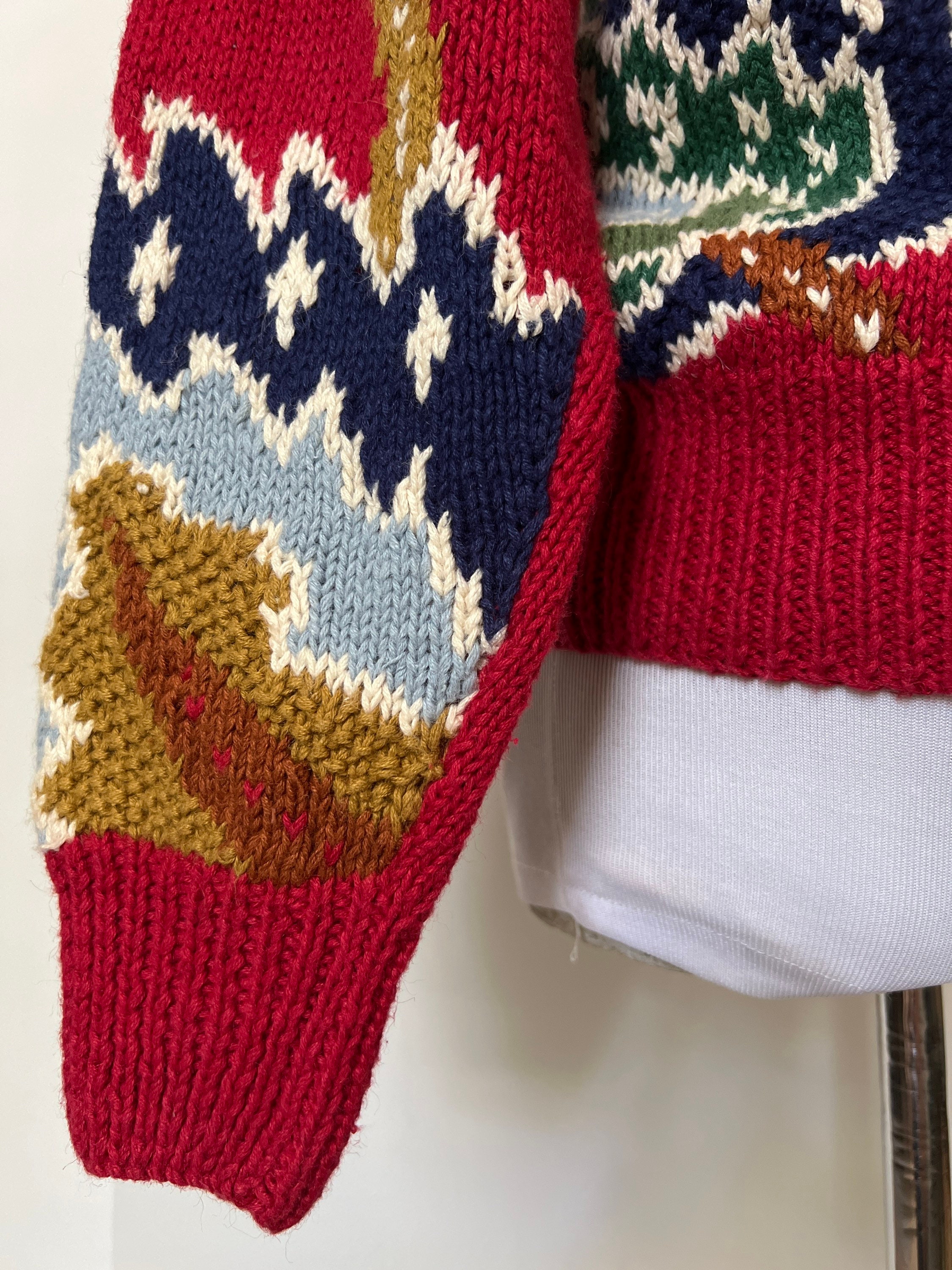 Bushwacker Crewneck Knitted Red Big Leaves Sweater Cotton - Etsy