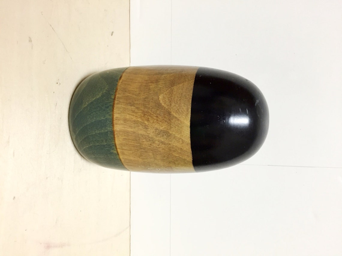 Vintage Japanese Egg Shaped Wooden Kokeshi Doll Etsy
