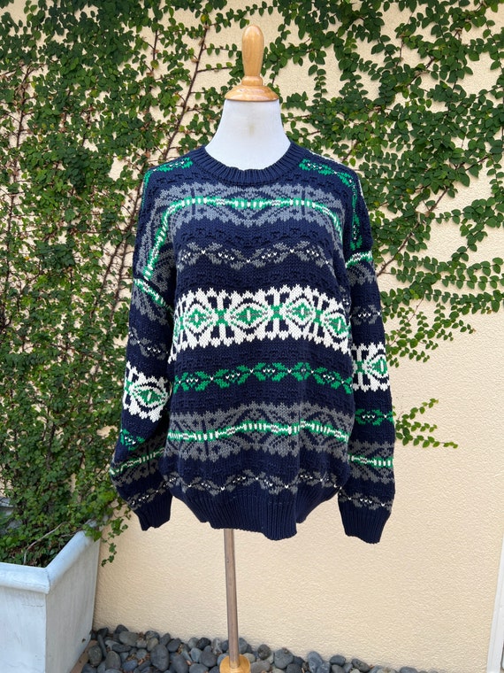 Vintage Gap Sweater 100% Cotton Heavy Knit Navy Bl