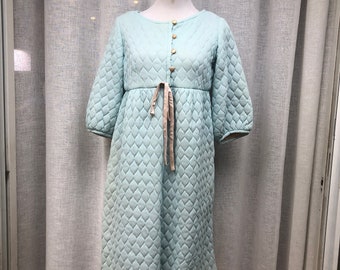 Vintage Lazy U Light Blue quilted homewear Gown Robe Nightgown