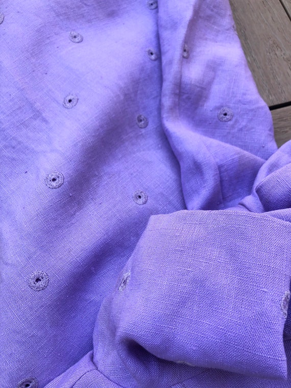 Vintage purple lilac lavender embroidered linen b… - image 8