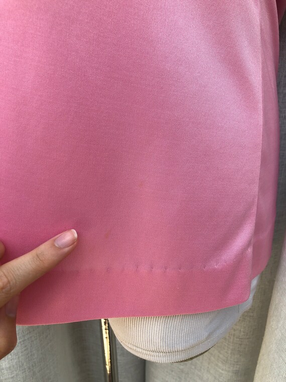 1960 pink stretch polyester button down short sle… - image 9
