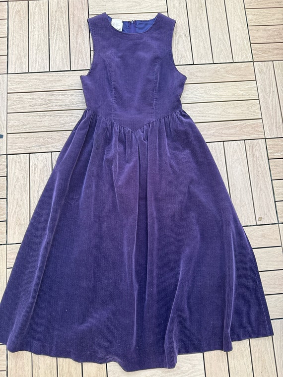 1980’s Laura Ashley Corduroy Purple Sleeveless Pi… - image 8