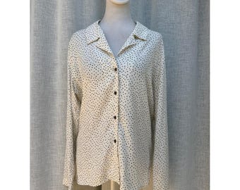Vintage SpitalNick & Co white with black spots button down blouse