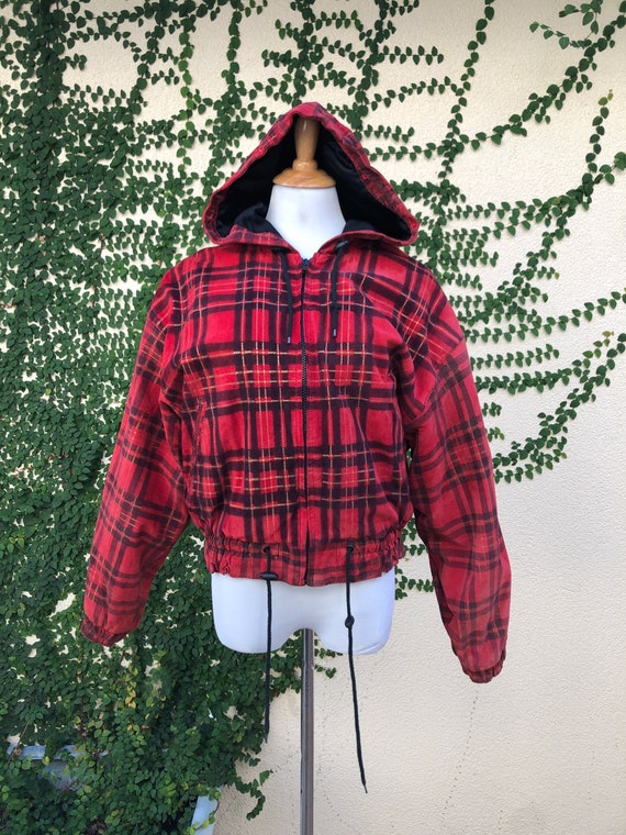 1990 Red Tartan Plaid Suede Leather by Wilsons Ho… - image 1