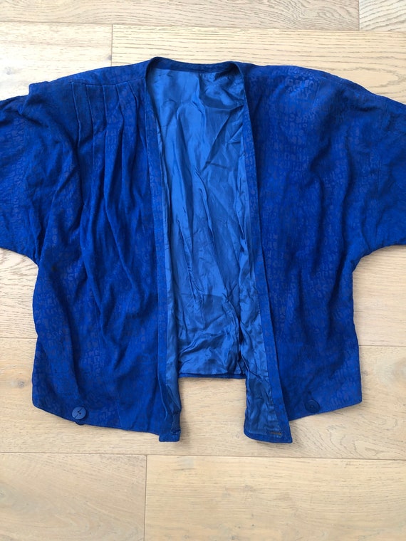 Denim in Pelle vintage Italian royal blue embosse… - image 10