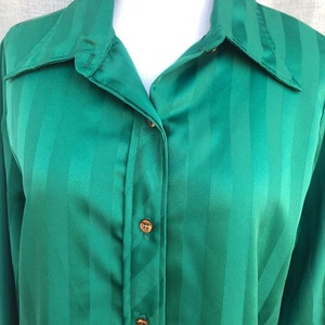 Vintage Dearborn Emerald Green Long Sleeve Blouse image 2