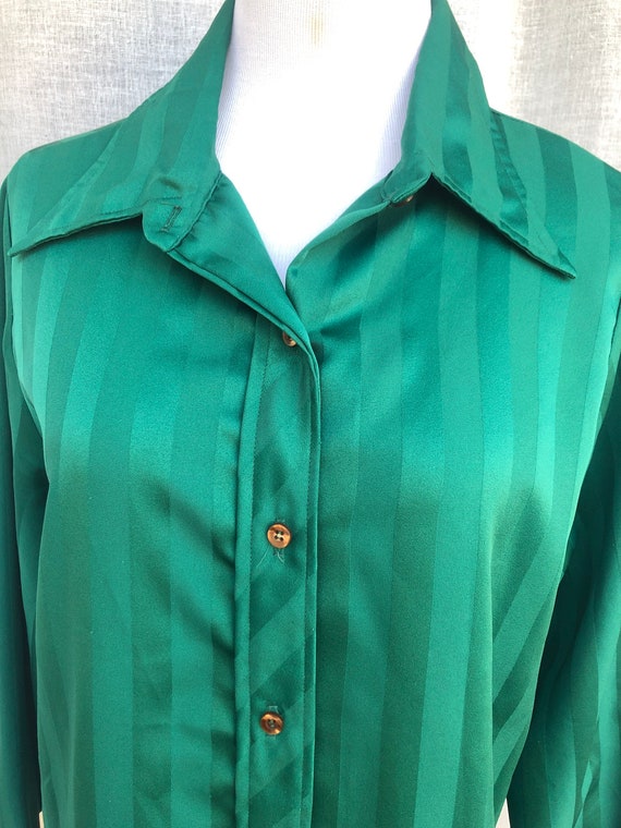 Vintage Dearborn Emerald Green Long Sleeve Blouse - image 2