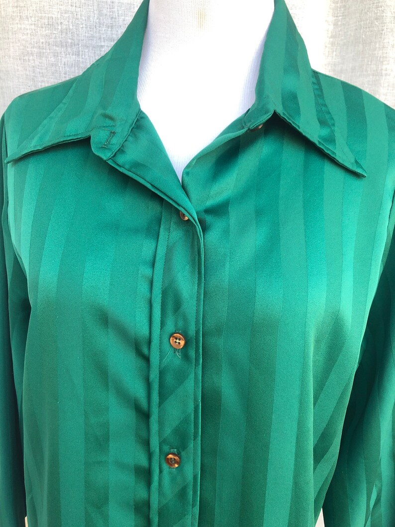 Vintage Dearborn Emerald Green Long Sleeve Blouse image 2