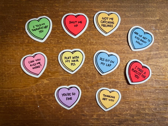 Candy Heart Stickers Funny - Etsy