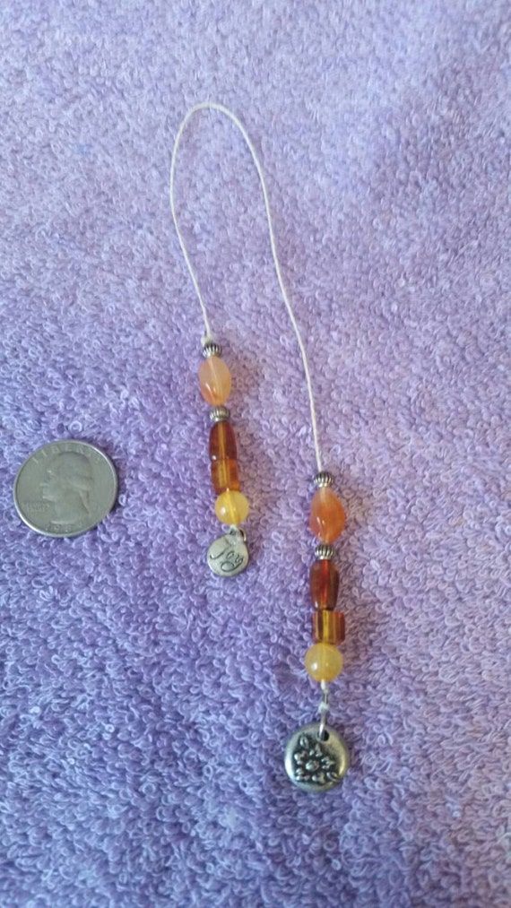 Items similar to Handmade Honey Colored Beaded Flower Bookmark on Etsy