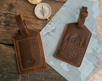 Quote Leather Luggage Tag, Personalized Luggage Tag, Leather Luggage Tag, Personalized Wanderlust Luggage Tags, Adventure Wedding favors