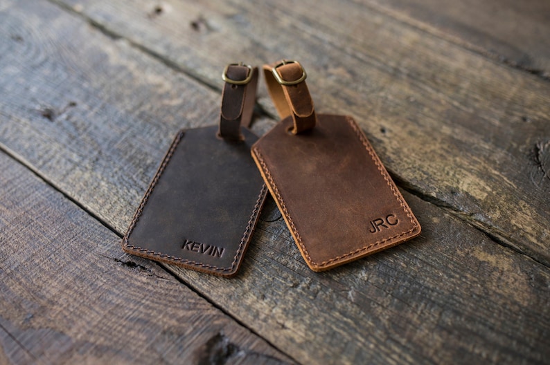 Italian Leather Luggage Tag Personalized Luggage Tag Leather image 0