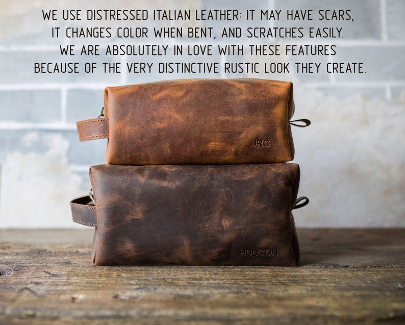 Leather Toiletry Bag, Groomsmen Gifts, Personalized Leather Dopp Kit, Mens Travel Kit, Mens Toiletry Bag, Italian Leather Dopp Kit image 4