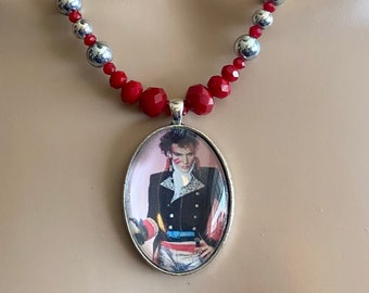 Stand and Deliver Ant Red and Black Beaded Portrait Necklace