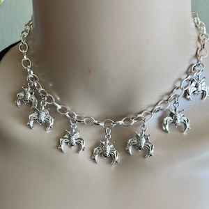 Bats! Silver Metal Choker Charm Necklace