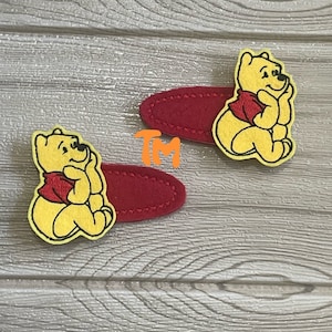 Winnie Hair Clip, Pooh Clips, Hair Accessory’s, Todler Hair Clips, Girls Hair Clips, Todler Clips, Winnie the Pooh Feltie, Hair Clips