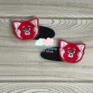 Panda Turning Red Hair Clip, Panda Clips, Hair Accessory’s, Todler Hair Clips, Girls Hair Clips, Todler Clips, Tuning Red Hair Clips