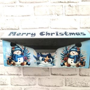 Blue Snowman Christmas Wall mount Mailbox Cover Magnet Set, Outdoor mailbox magnets