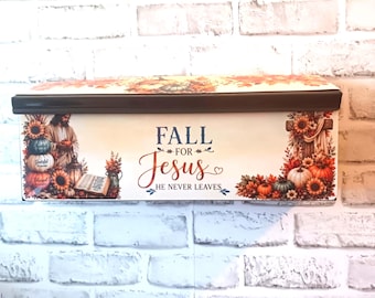 Christian Fall for Jesus Mailbox Magnet Cover Set: Fall Decor for Townhouse mailbox, Wall mount Mailbox cover