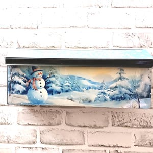 Snowman Winter Scene Mailbox Magnet Set: Wall Mount Mailbox Cover