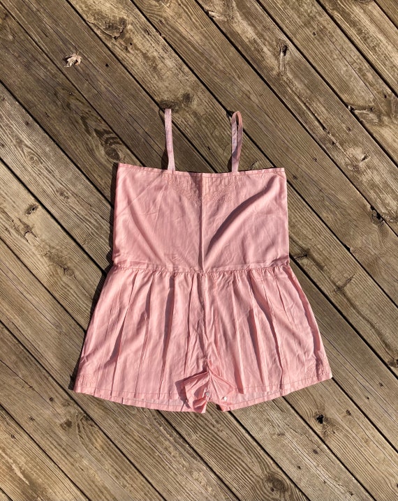 Xl • 1920s PINK SILK embroidered eyelet step in •