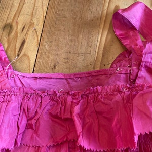 Xs/xxs 1930s PINK RUFFLE acetate sleeveless dress vintage thirties 1940s dark pink slip dress image 8