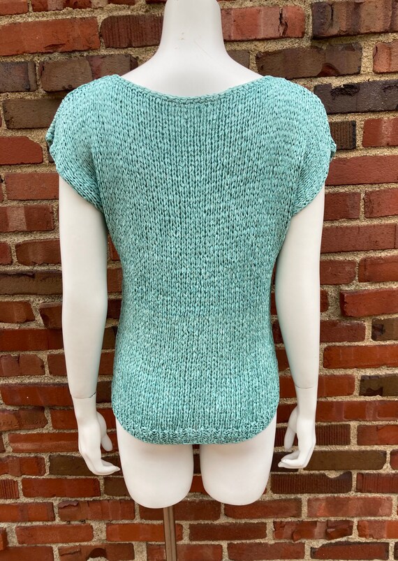 Medium-xl • 1940s RIBBON KNIT sea green blue pull… - image 7