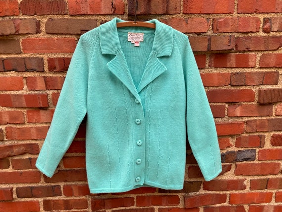 Small/medium • 1970s TURQUOISE acrylic knit sweat… - image 3