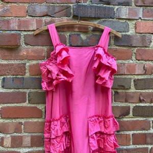 Xs/xxs 1930s PINK RUFFLE acetate sleeveless dress vintage thirties 1940s dark pink slip dress image 2