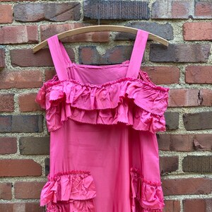 Xs/xxs 1930s PINK RUFFLE acetate sleeveless dress vintage thirties 1940s dark pink slip dress image 4