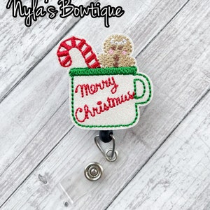 Merry Christmas Badge Reel, Gingerbread Badge Reel, Cocoa Mug Badge, Nurse Badge Reel, Medical Badge Reel, Retractable ID Badge Holder