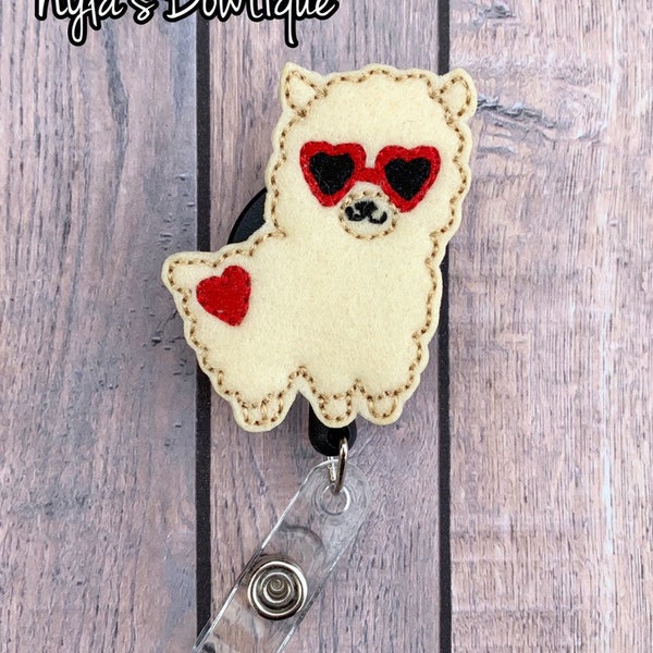 Porta credencial de llama de San Valentín, porta credencial de San Valentín, porta credencial de enfermera, porta credencial de identificación retráctil, porta credencial de identificación de llama