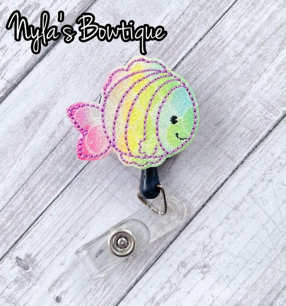 Sparkle Rainbow Seashell Badge Reel, Badge Reel, Retractable Badge, Badge  Holder, Badge Clip, Nurse Badge Reel, RN Badge Reel, ID Badge 