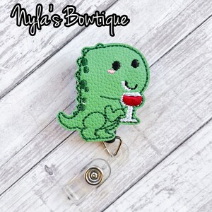 Dinosaur Badge Reel, T-Rex Badge Reel, Wineosaurus Badge Reel, Nurse Badge Reel, Retractable ID Badge Holder, Adult Humor, Work Badge