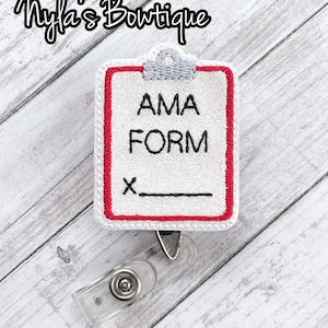 Ask Me About AMA Forms, Nurse Badge Reel, Funny Badge Reel, Retractable ID Badge Holder, Nurse Life, ER Nurse Badge Pull, Doctor Badge Reel