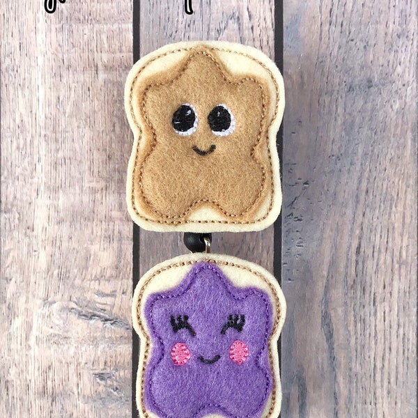 Peanut Butter and Jelly Badge Reel, Nurse Badge Reel, Teacher Badge Reel, Retractable ID Badge Holder, Dietician Badge Reel