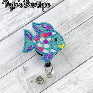 Rainbow Fish Badge Reel, Nurse Badge Reel, RN Badge Reel, Teacher Badge Reel, Retractable ID Badge Holder, Vet Tech Badge Reel