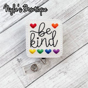 Be Kind Badge Reel, Nurse Badge Reel, Retractable ID Badge Holder, Rainbow Hearts Badge, Pride Month Badge, Medical Badge Reel, Work Badge